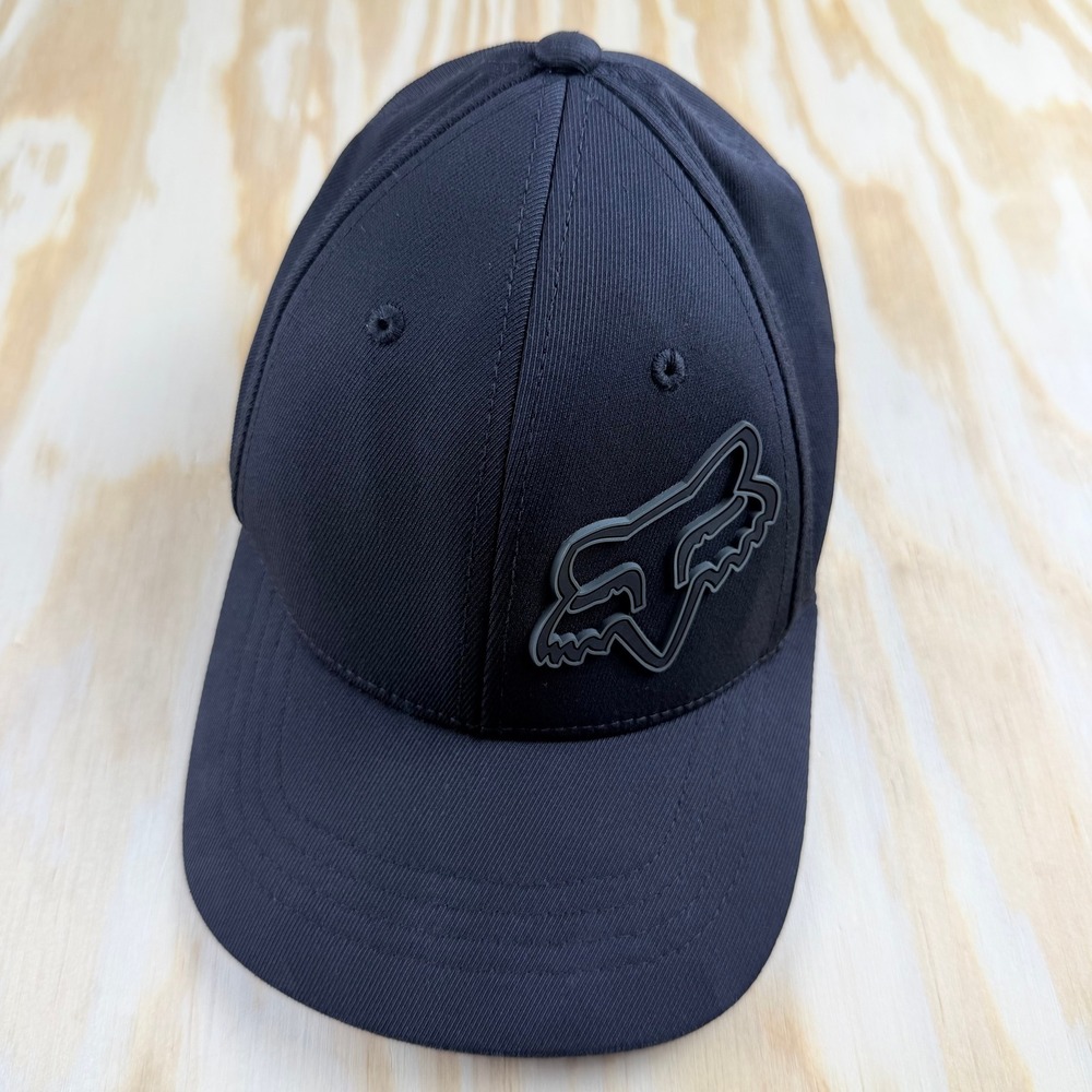 Fox Racing Youth Flexfit Hat Black Rubberized Logo Kids Baseball Cap OSFM